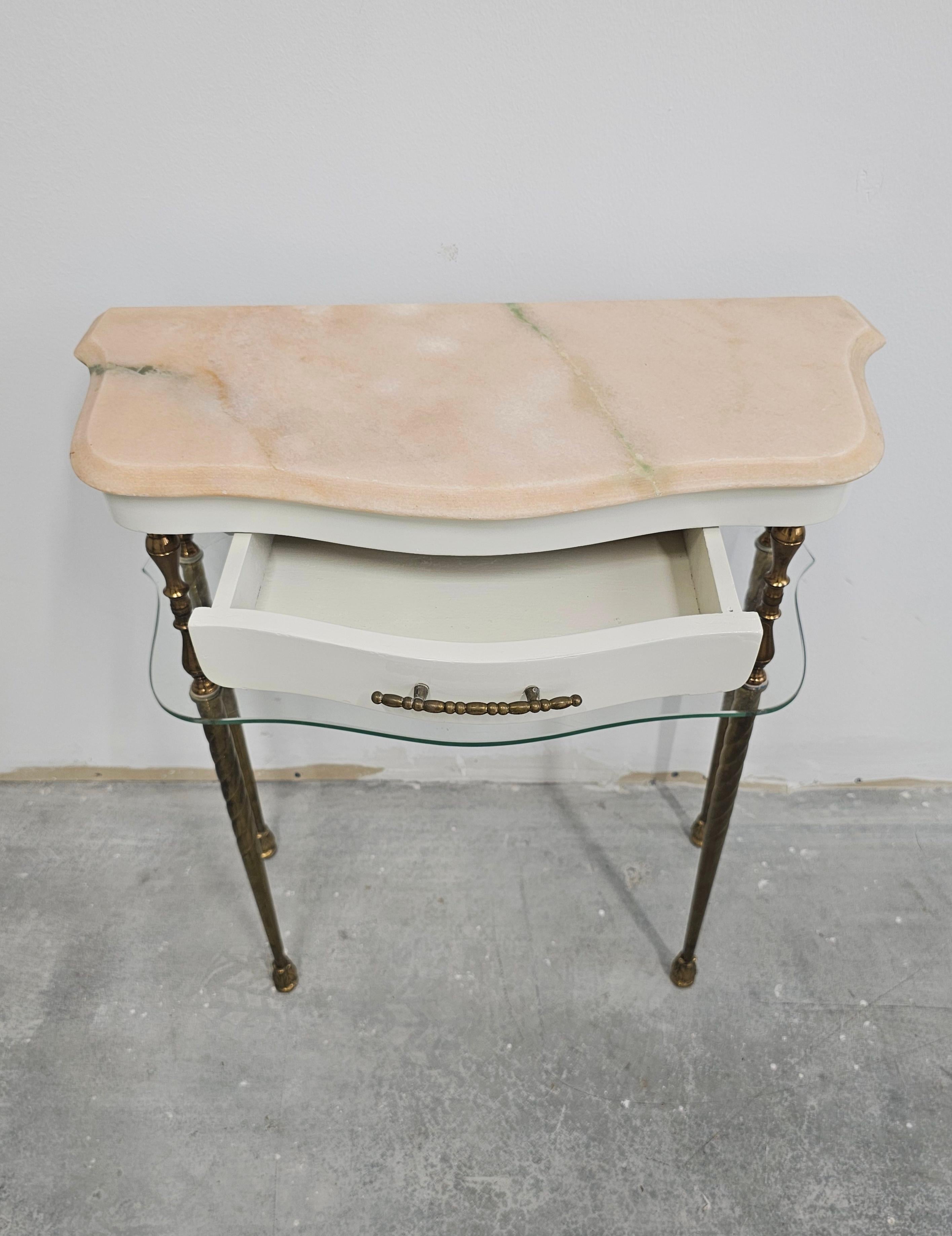 Pair of Hollywood Regency Nightstands done in Bronze with Pink Marble tops For Sale 8