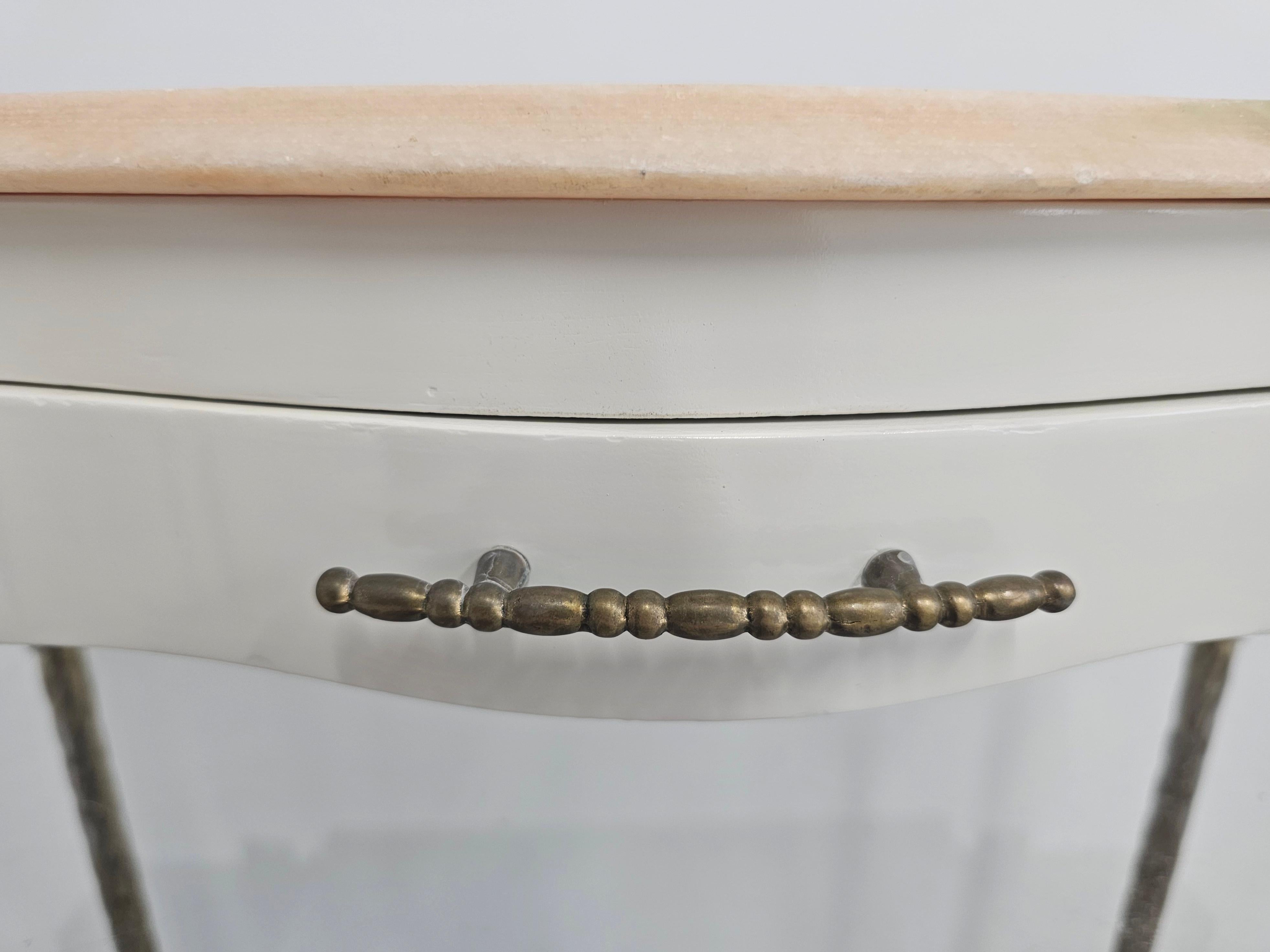 Pair of Hollywood Regency Nightstands done in Bronze with Pink Marble tops For Sale 1