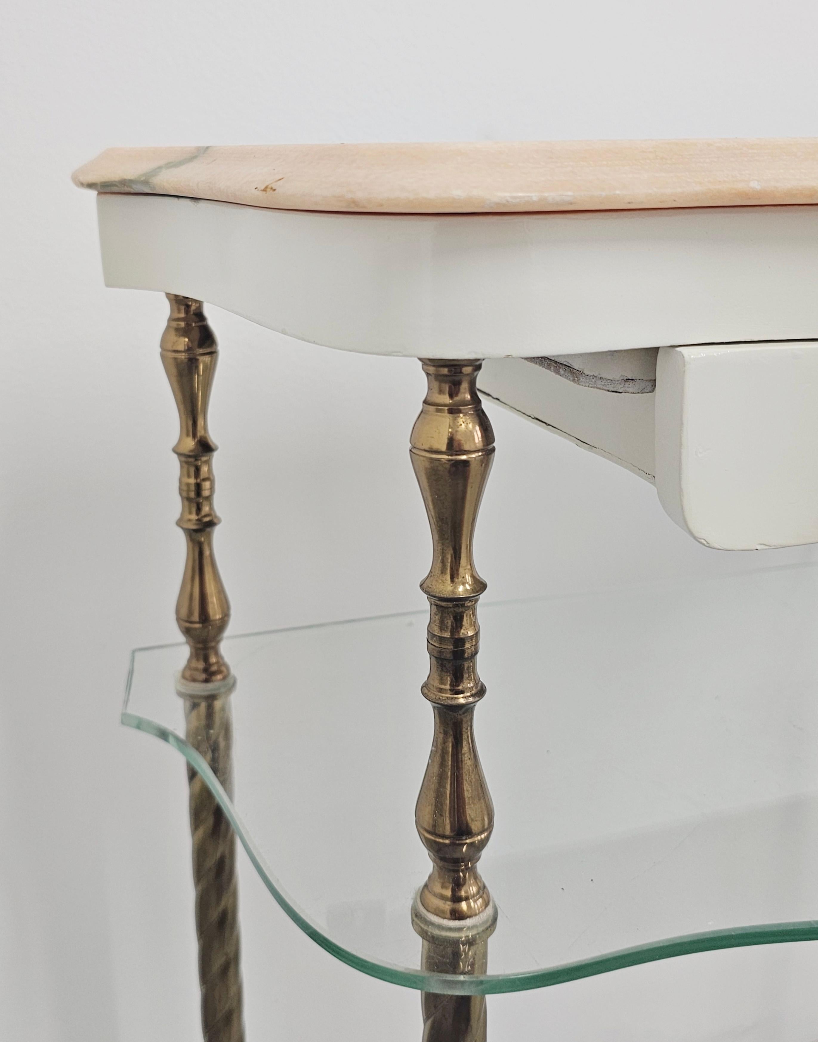 Pair of Hollywood Regency Nightstands done in Bronze with Pink Marble tops For Sale 2