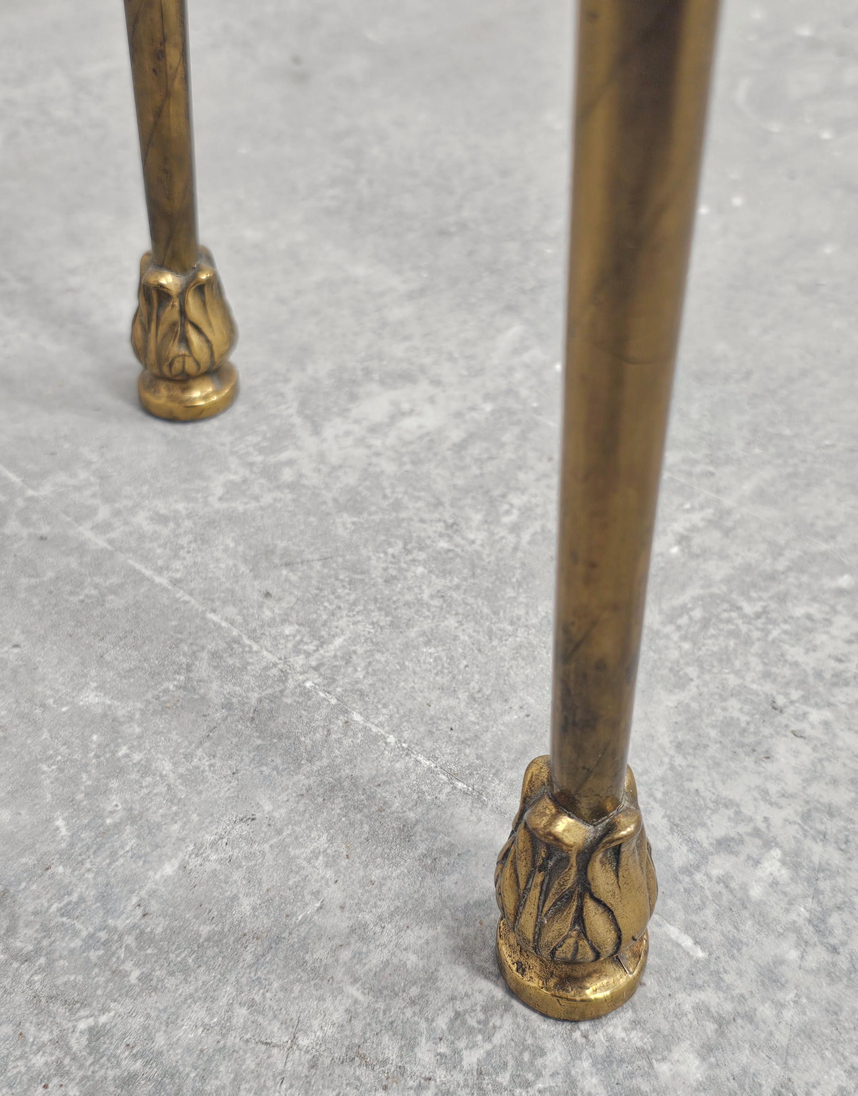 Pair of Hollywood Regency Nightstands done in Bronze with Pink Marble tops For Sale 4