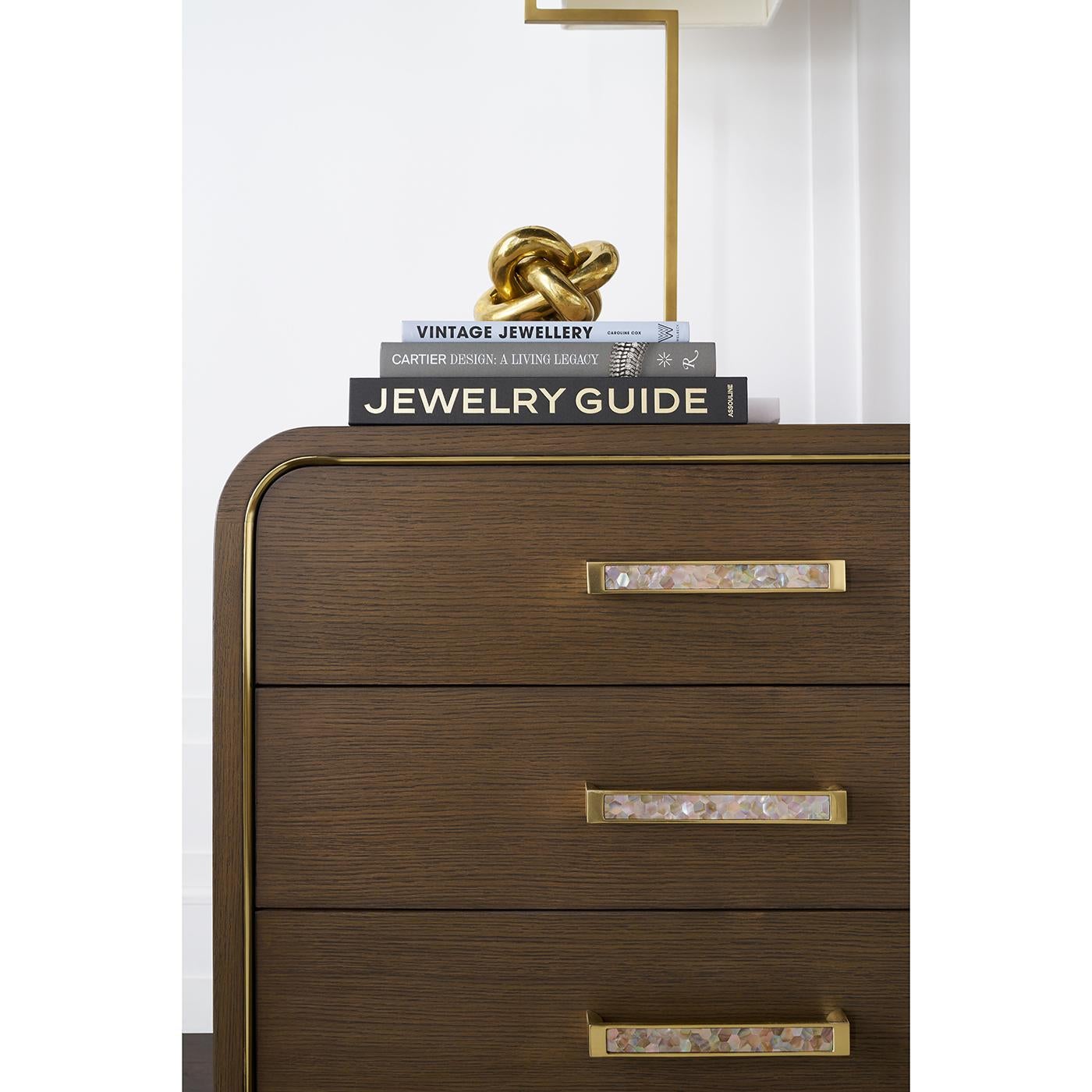 Contemporary Pair of Hollywood Regency Nightstands For Sale