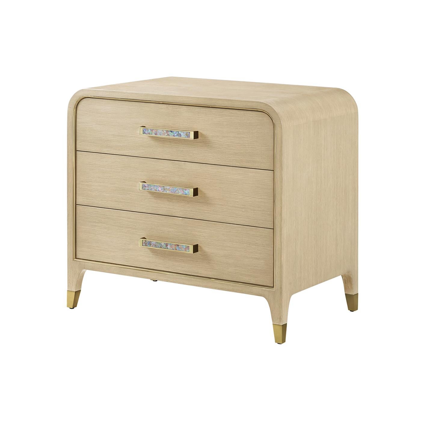 Pair of Hollywood Regency Nightstands - Light Finish In New Condition For Sale In Westwood, NJ