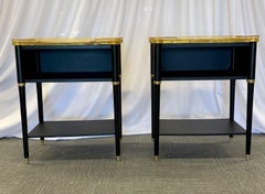 Pair of Hollywood Regency Open Nightstands, End Tables Manner Jansen, Marble Top