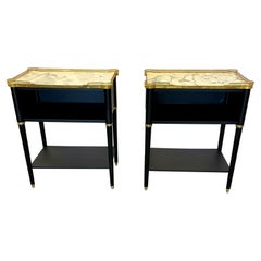 Pair of Hollywood Regency Open Nightstands, End Tables Manner Jansen, Marble Top