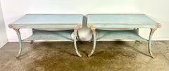 Pair of Hollywood Regency Painted & Silver Gilt Tables