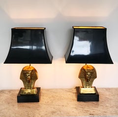 HOLLYWOOD REGENCY Pair of Pharaoh Table Lamps, 1960s