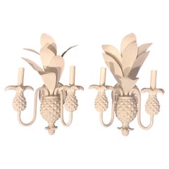 Pair of Hollywood Regency Pineapple Sconces