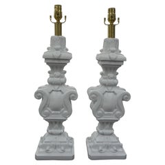 Pair Of Hollywood Regency Plaster Lamps