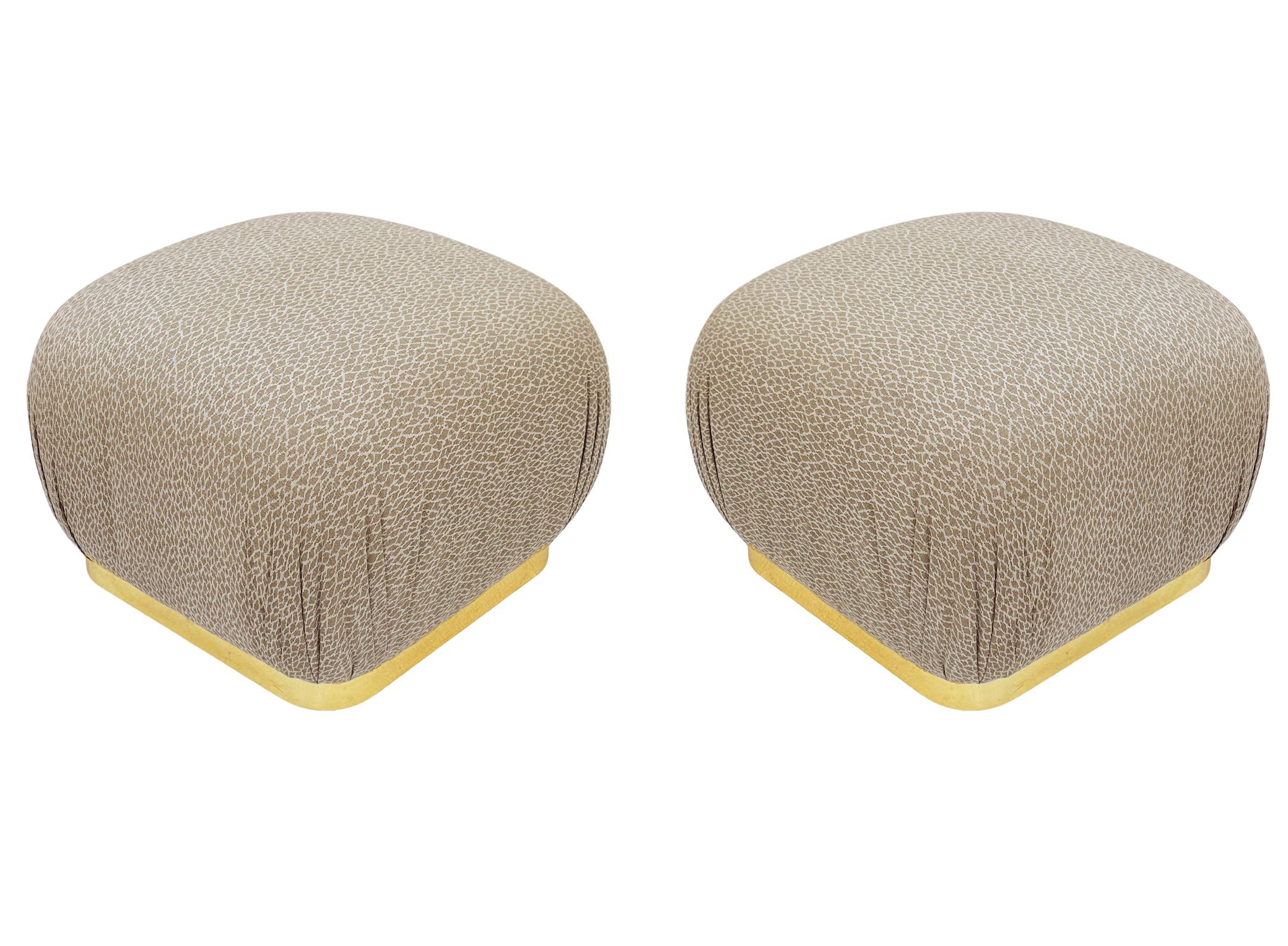 Pair of Hollywood Regency Poufs or Ottomans after Karl Springer by Weiman For Sale 1