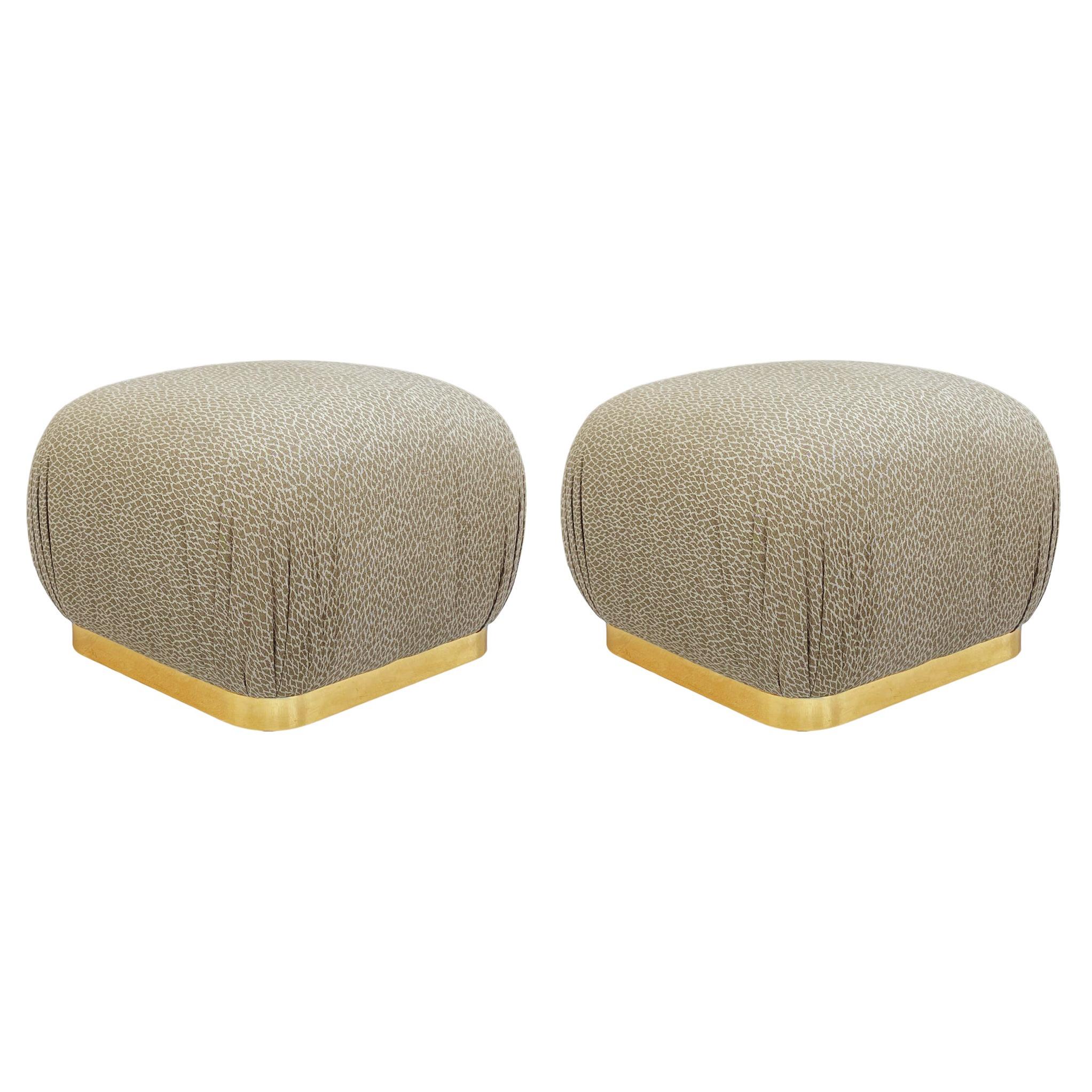 Pair of Hollywood Regency Poufs or Ottomans after Karl Springer by Weiman For Sale
