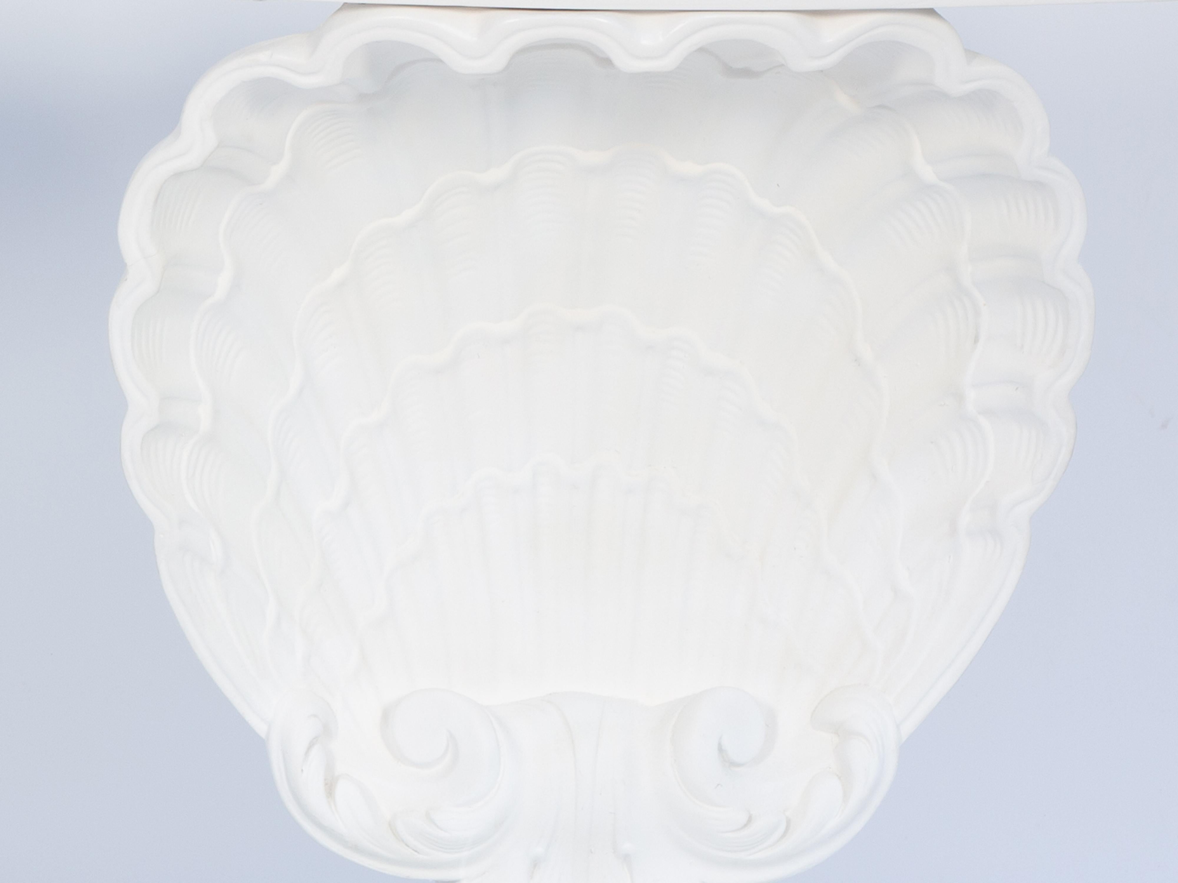 Pair of Hollywood Regency Scallop Shell Consoles In Good Condition For Sale In West Palm Beach, FL