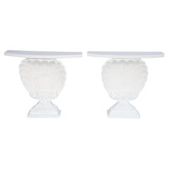 Vintage Pair of Hollywood Regency Scallop Shell Consoles
