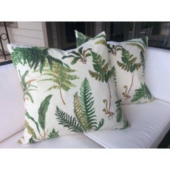 Pair of Hollywood Regency Schumacher “Les Fougeres” in Document Pillows