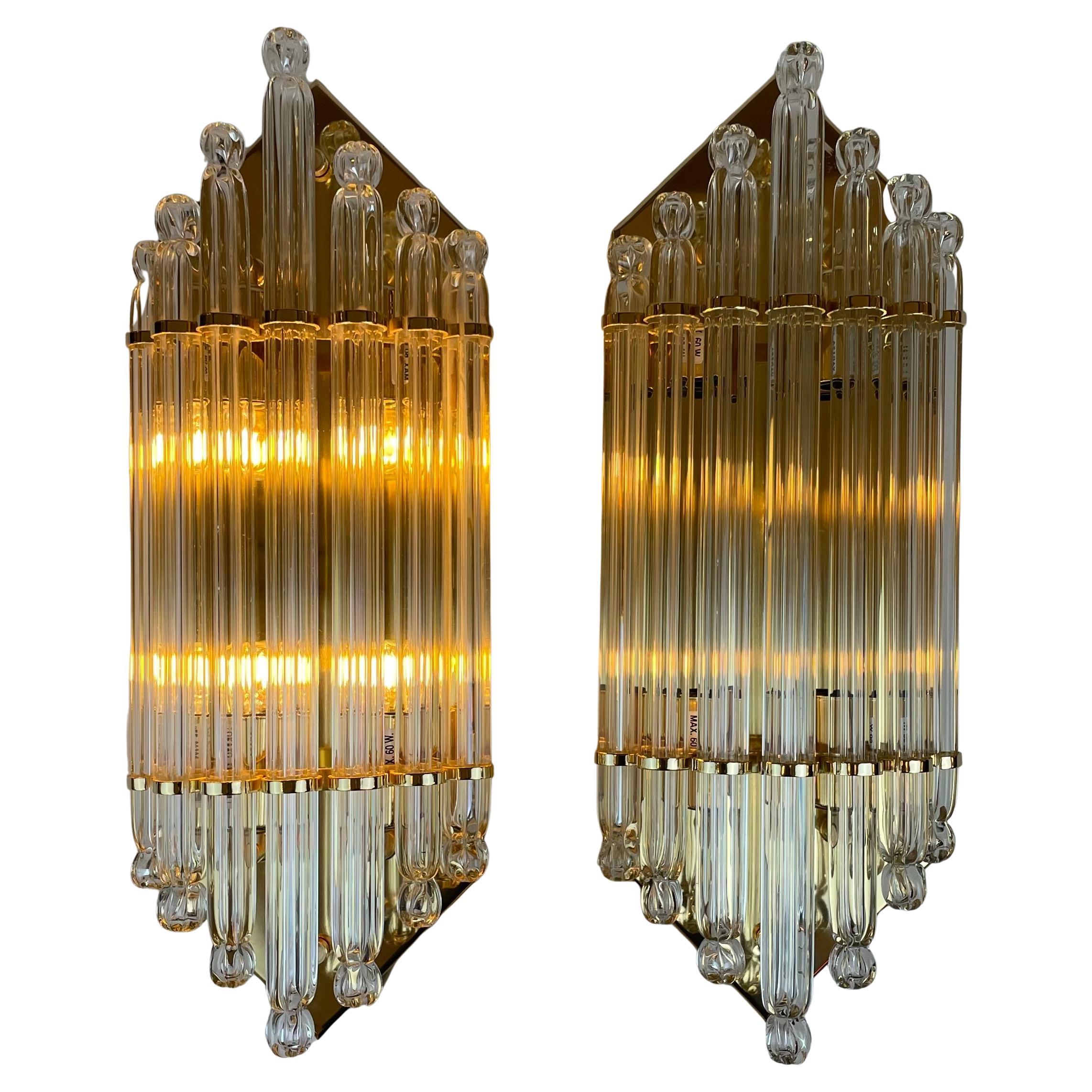 Pair of Hollywood Regency Sconces by Vadisa, 1980s For Sale