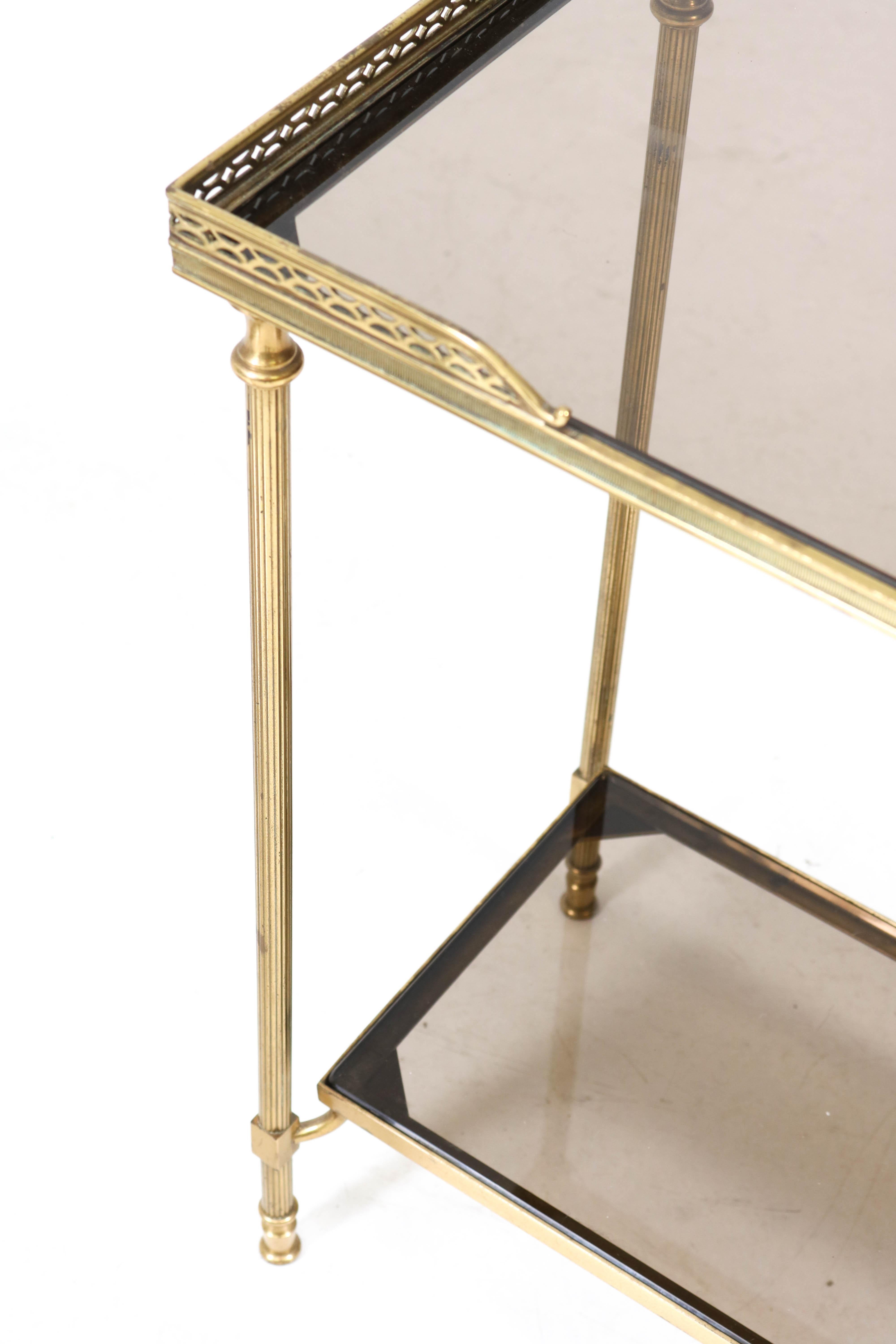 Gilt Pair of Hollywood Regency Side Tables by Maison Jansen, 1970s