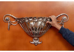 Pair of Hollywood Regency Silvered Bronze Wall Sconces