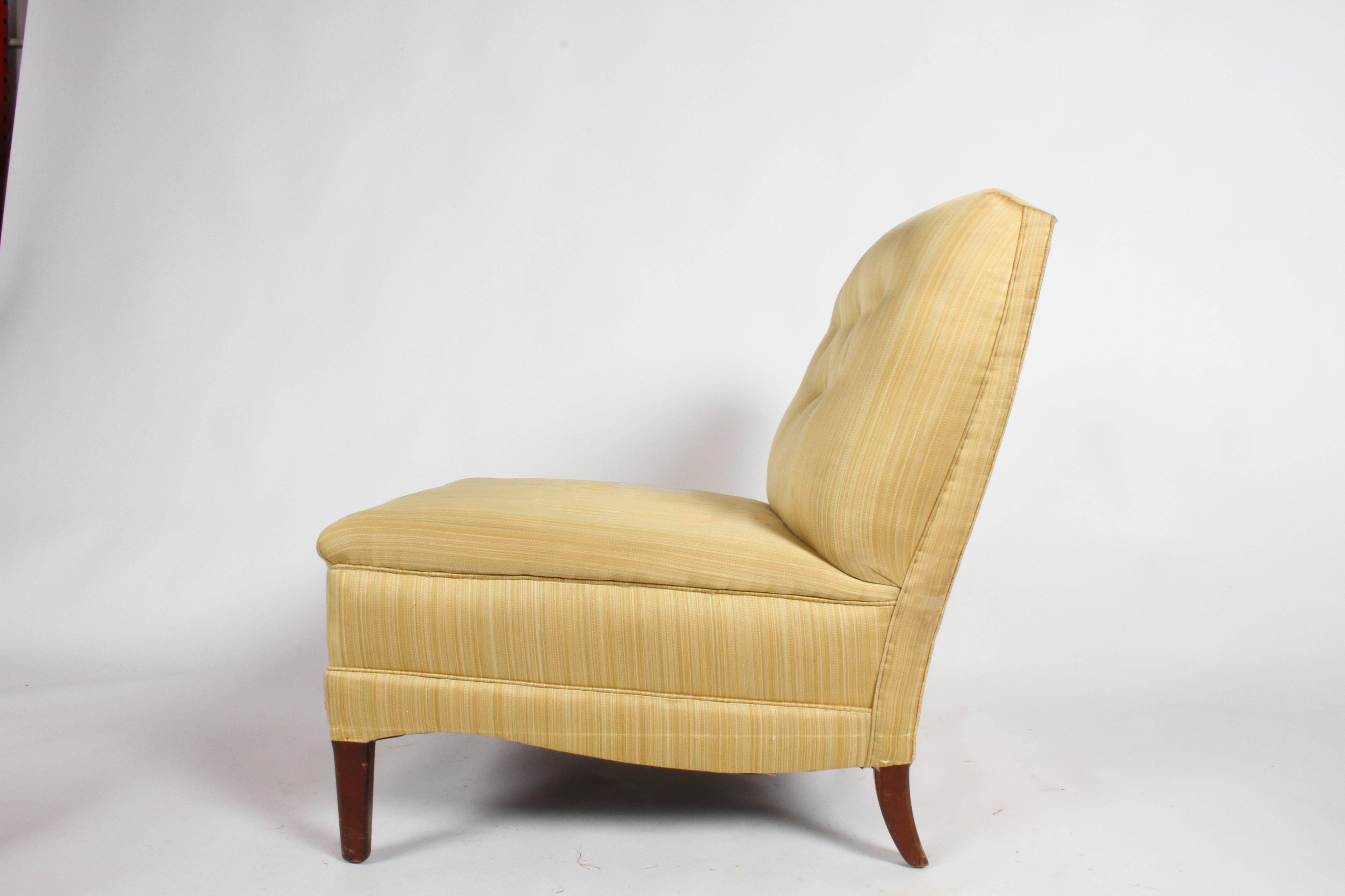 Mid-20th Century Pair of Hollywood Regency Slipper Lounge Chairs For Sale