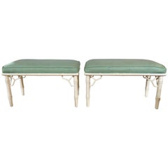 Pair of Hollywood Regency Style Bamboo Form Benches