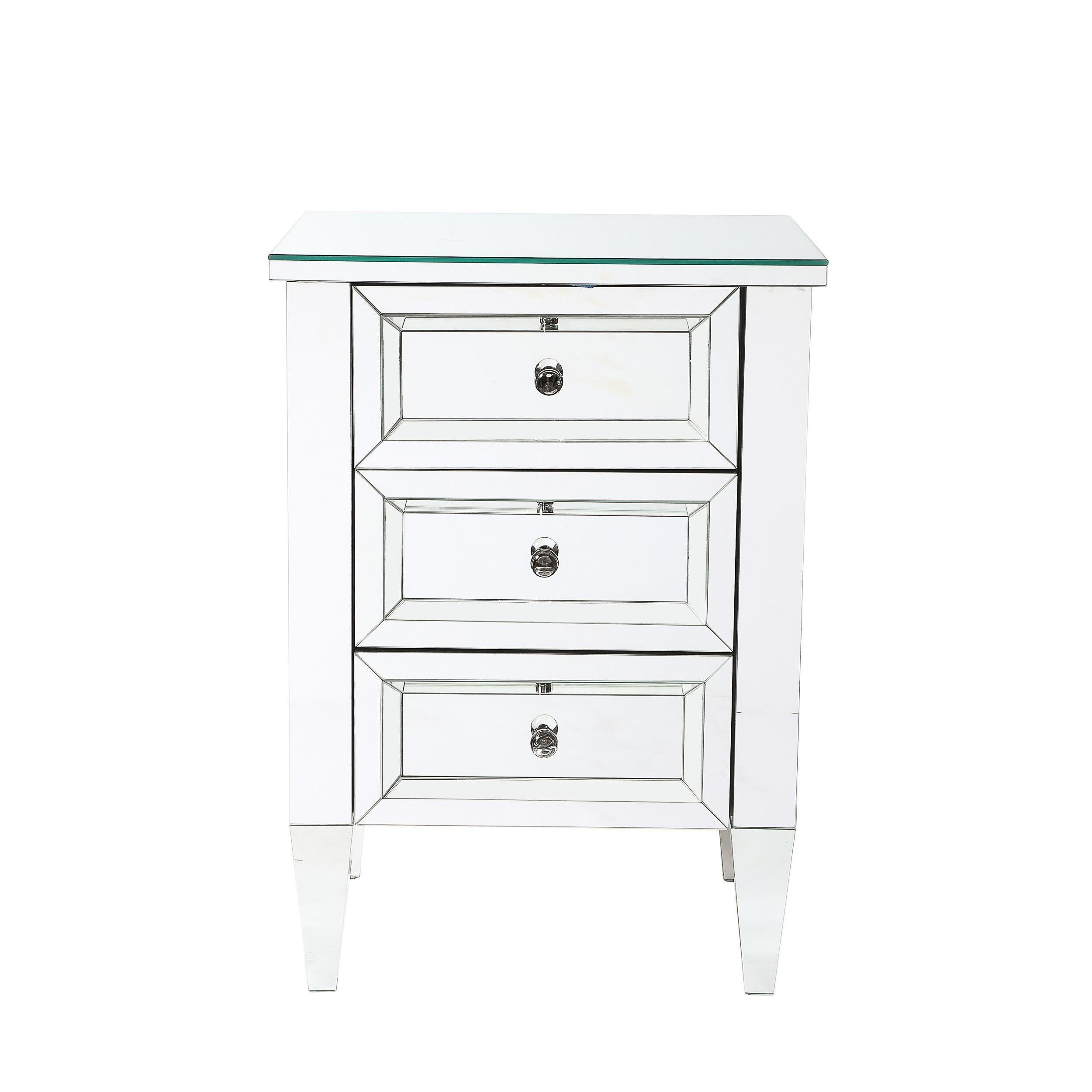 This stunning pair of Hollywood Regency inspired nightstands were custom-made by our exclusive atelier in New York. They embody the superlative craftsmanship, old world glamour, and attention to detail that we prize. Composed of mirrored glass, they