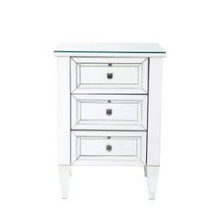 Pair of Hollywood Regency Style Custom Mirrored Nightstands with Three Drawers