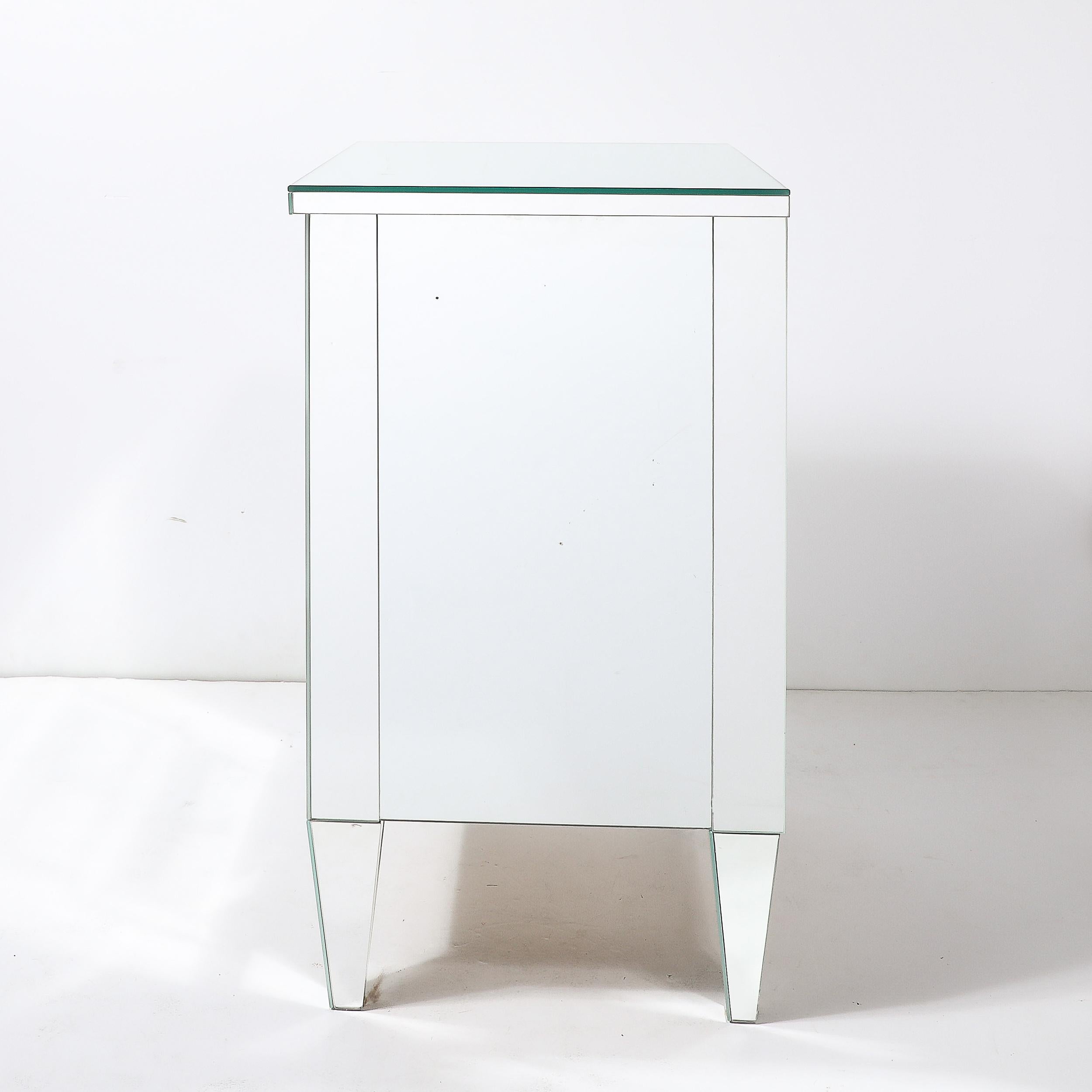 Pair of Hollywood Regency Style Custom Mirrored Nightstands with Three Drawers For Sale 2