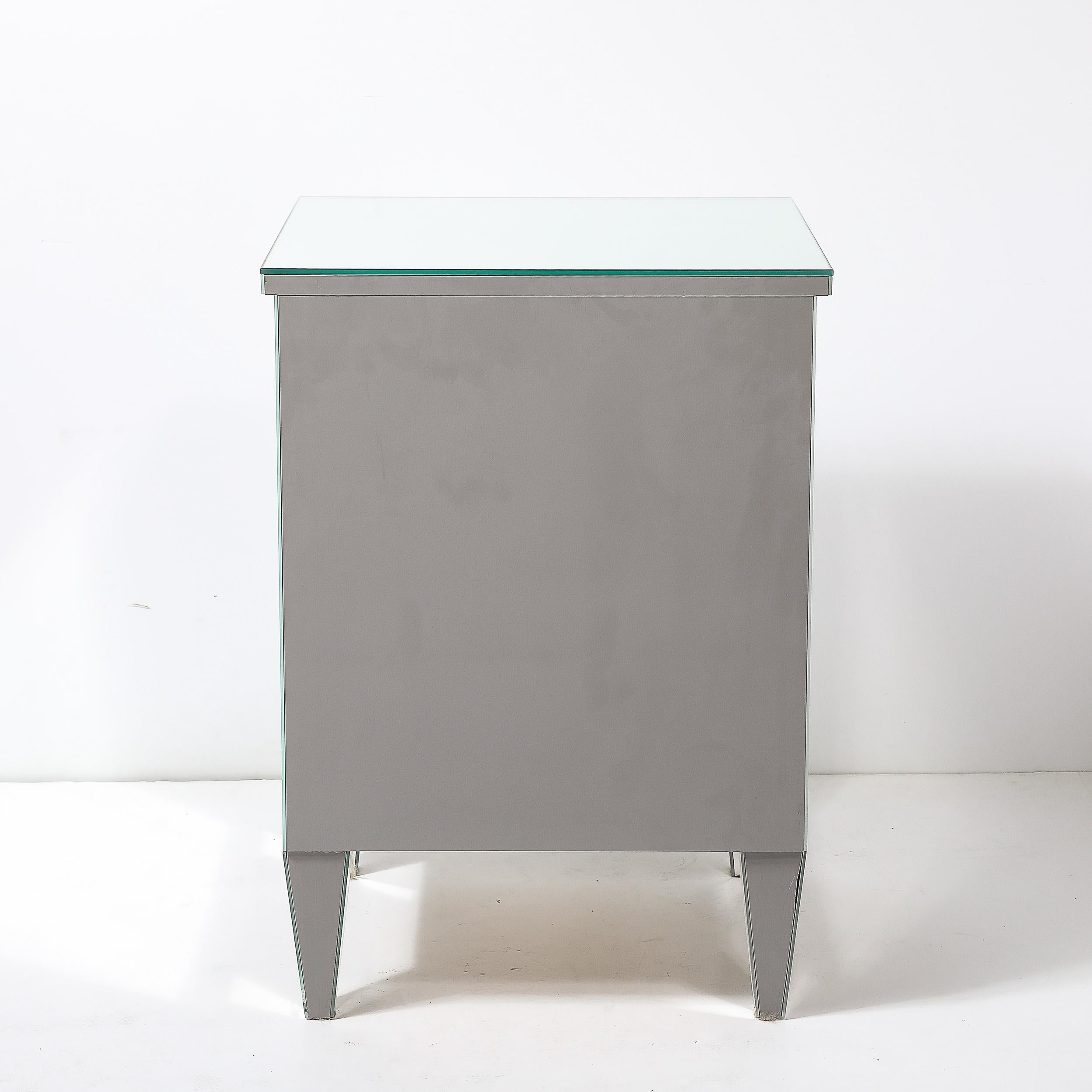 Pair of Hollywood Regency Style Custom Mirrored Nightstands with Three Drawers For Sale 3