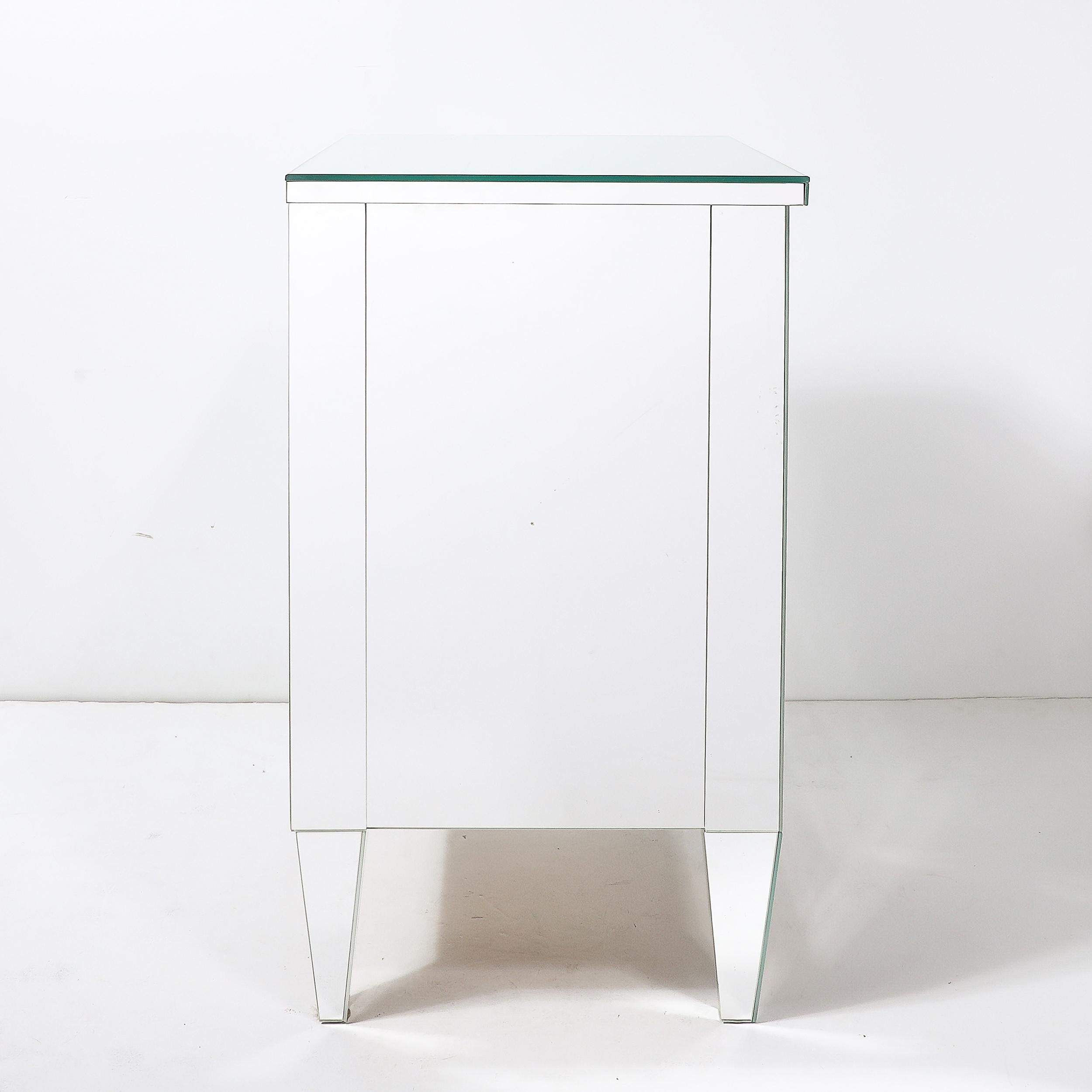 Pair of Hollywood Regency Style Custom Mirrored Nightstands with Three Drawers For Sale 4