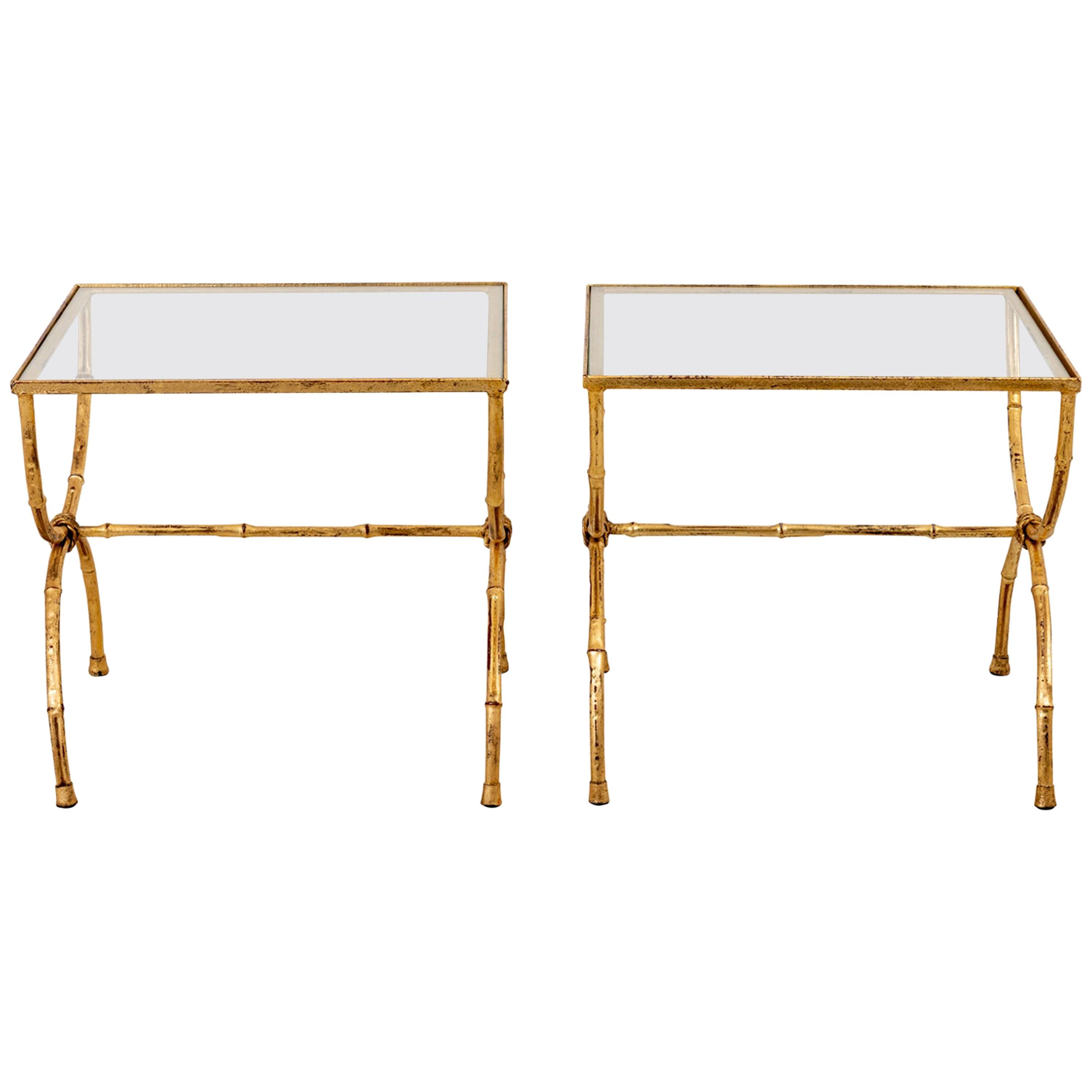 Pair of Hollywood Regency Style Faux Bamboo Tables