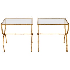 Pair of Hollywood Regency Style Faux Bamboo Tables