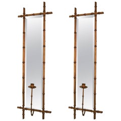 Pair of Hollywood Regency Style Faux Bamboo Wall Sconces