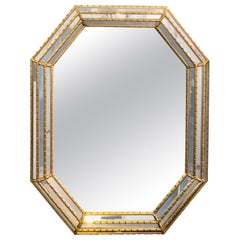 Vintage Pair of Hollywood Regency Style Gilt Faux Bamboo Octagonal Mirrors by La Barge