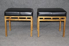 Pair of Hollywood Regency style Gilt Steel Benches Circa 1940s