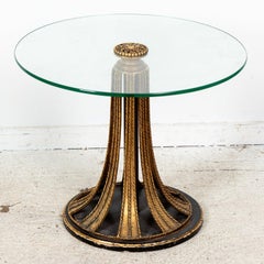 Pair of Hollywood Regency Style Glass Top Side Tables
