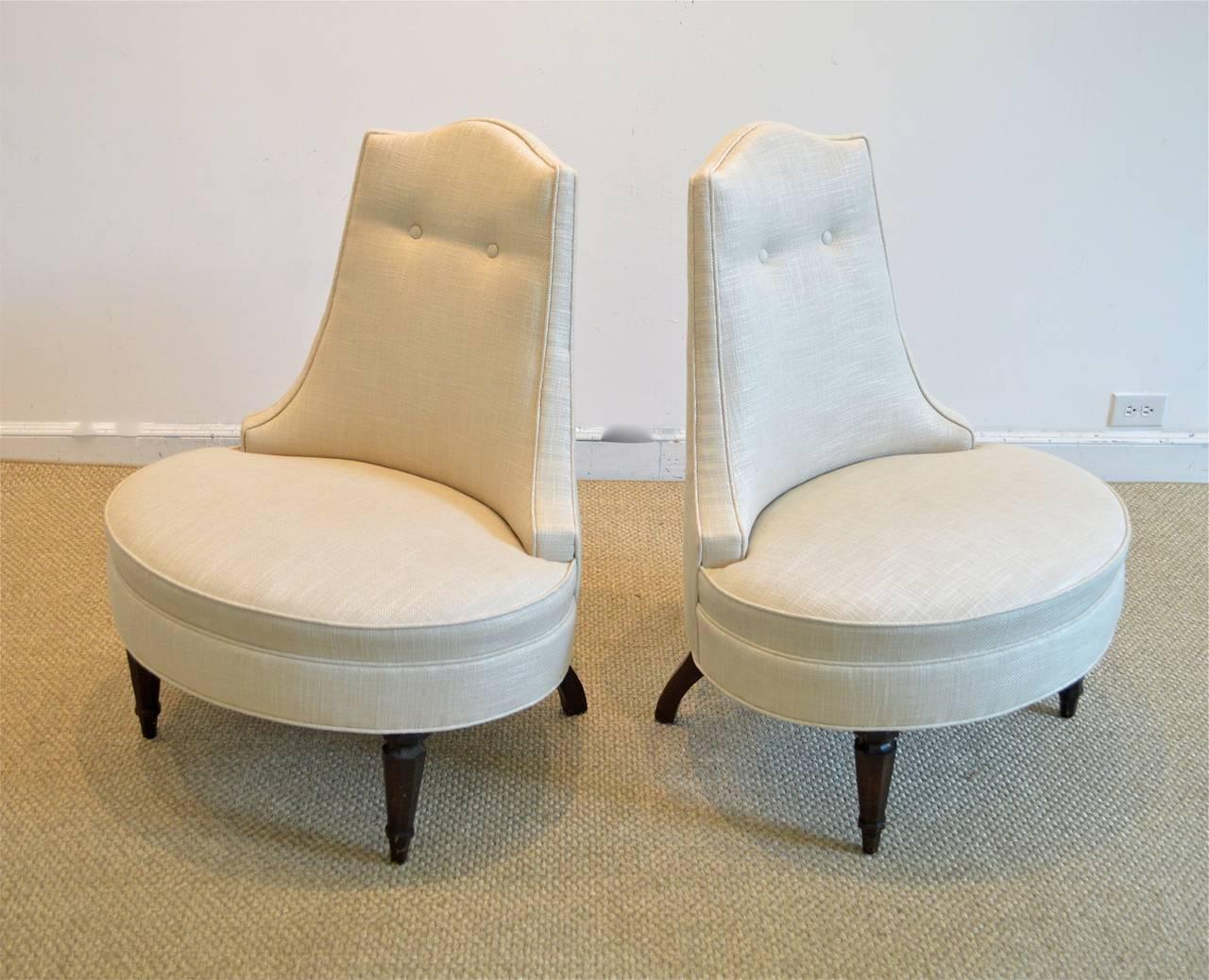 American Pair of Hollywood Regency Style Lounge Chairs