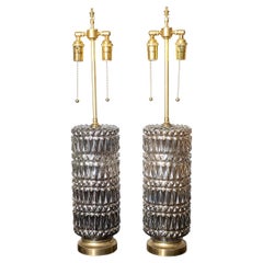 Pareja de Lámparas de Cristal de Mercurio con Diseño de Diamante Estilo Hollywood Regency