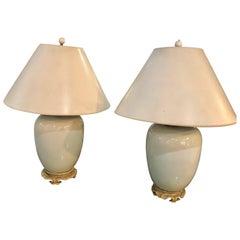 Pair of Hollywood Regency  Style Porcelain Ginger Jar Lamps