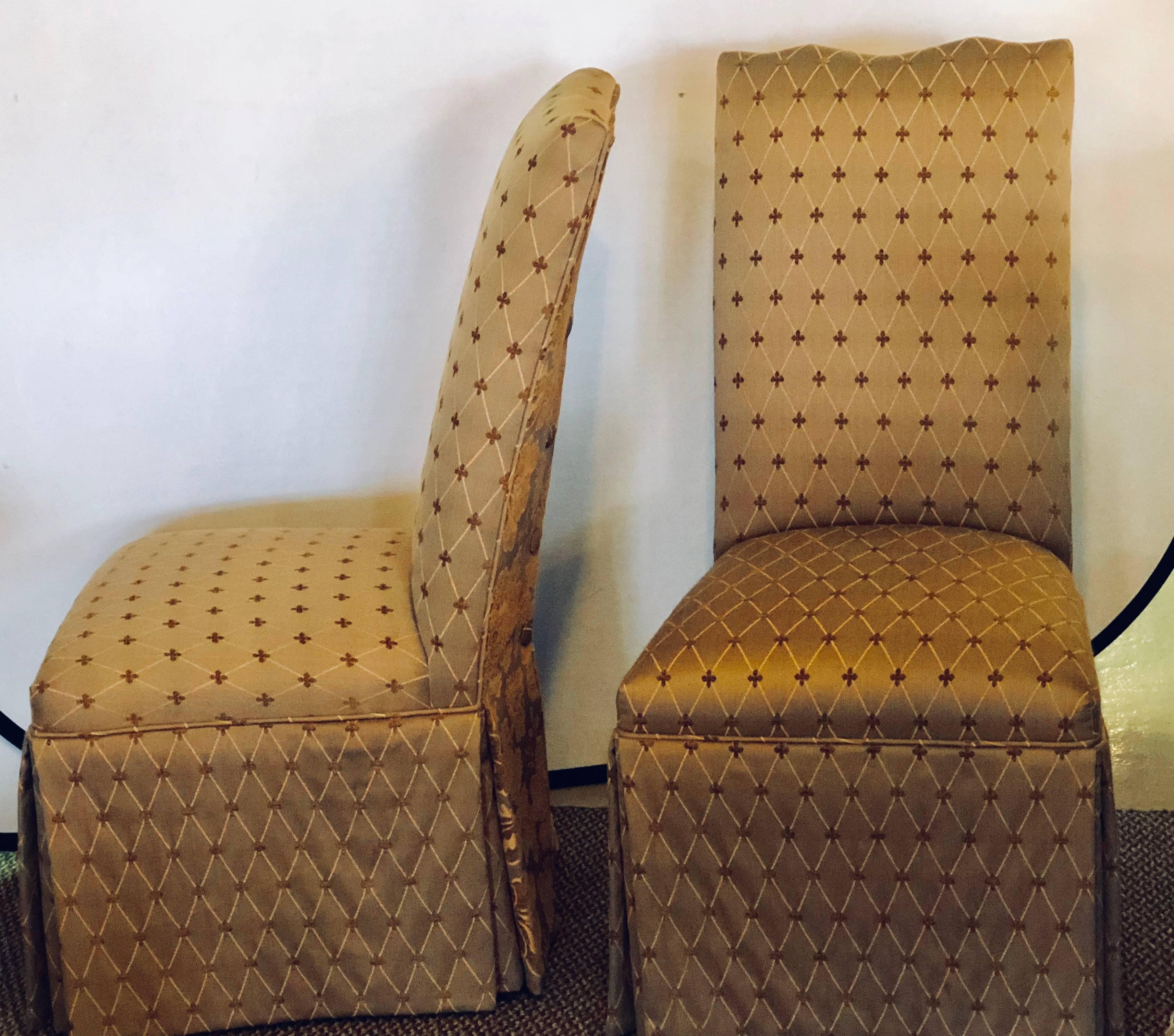 Pair of Hollywood Regency Style Side Chairs in Fine Custom Covered Upholstery 7