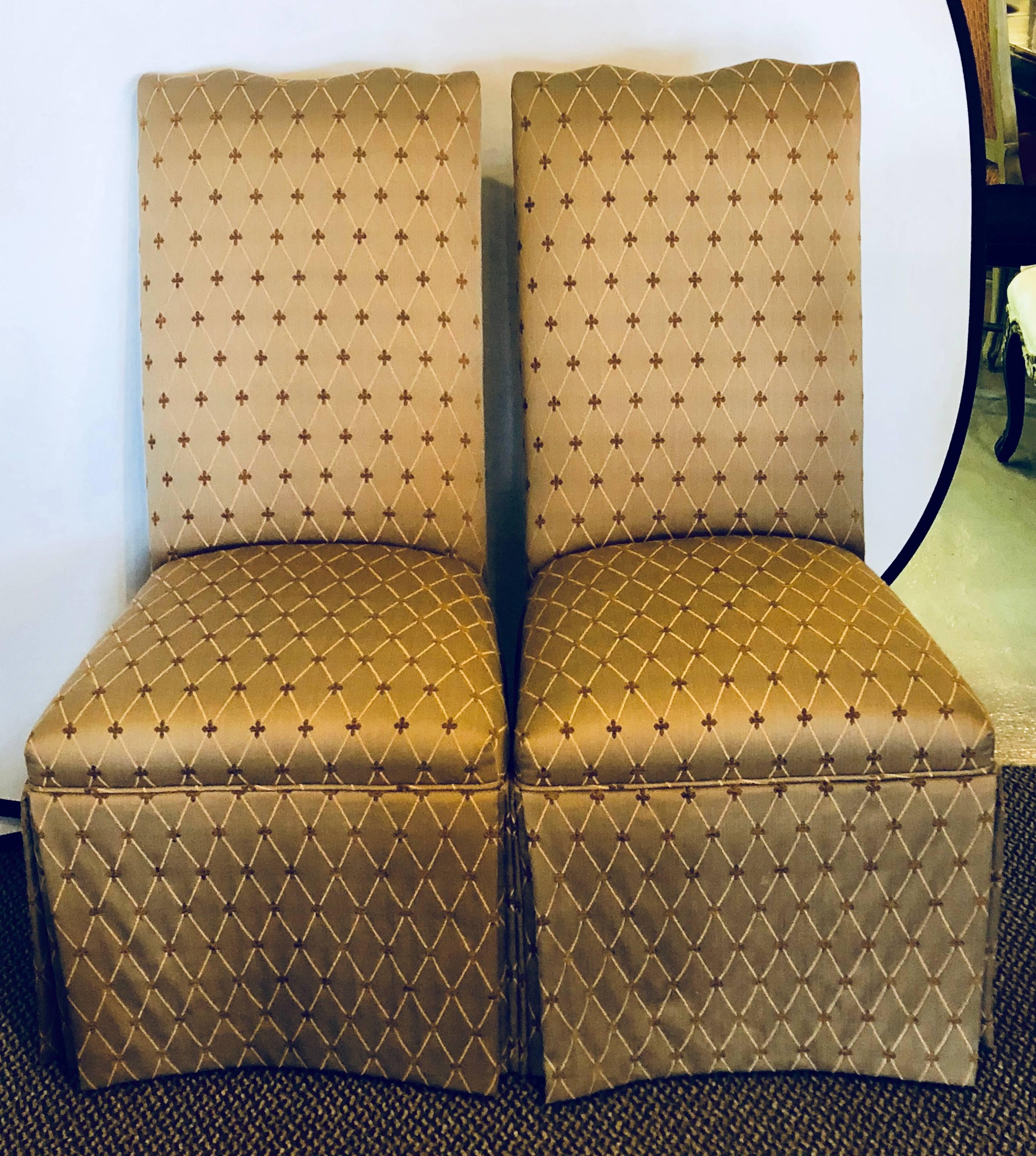 Pair of Hollywood Regency Style Side Chairs in Fine Custom Covered Upholstery 11
