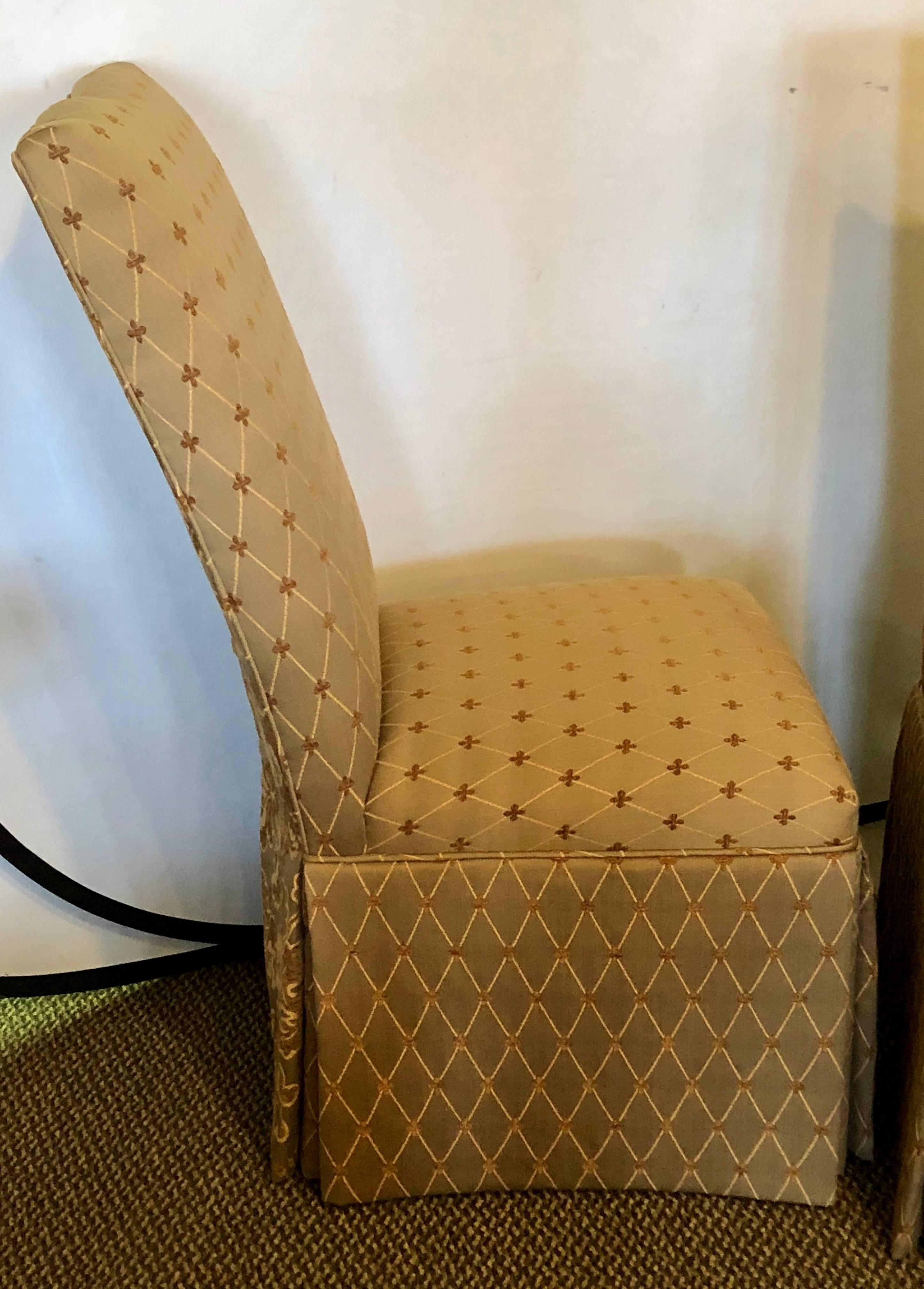 Pair of Hollywood Regency Style Side Chairs in Fine Custom Covered Upholstery 3