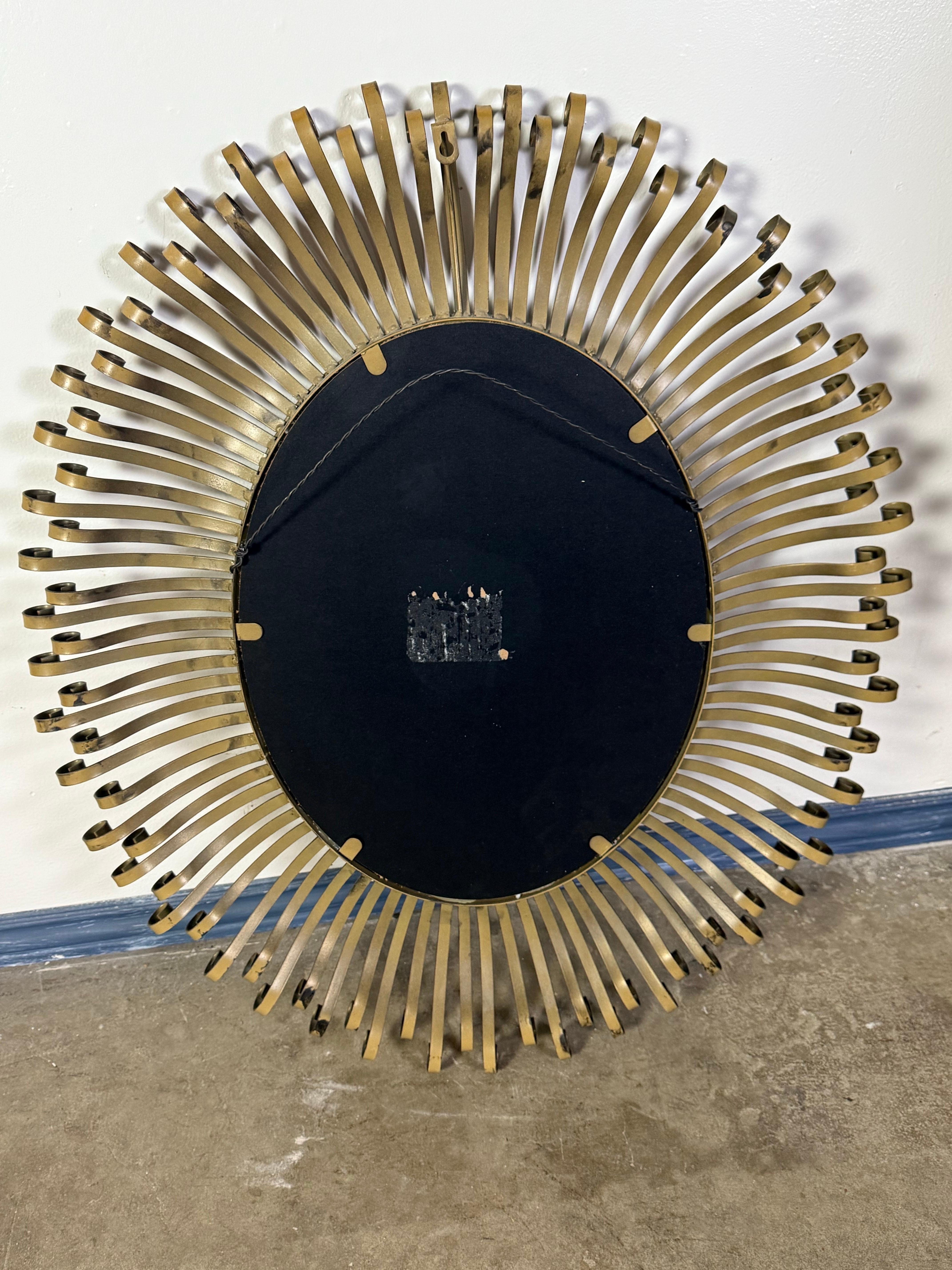 Pair of Hollywood Regency Style  Sunburst Mirrors In Distressed Condition For Sale In Los Angeles, CA