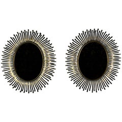 Pair of Hollywood Regency Style  Sunburst Mirrors