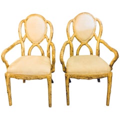 Pair of Hollywood Regency Style Tree Trunk Form Designed Arm / Desk Chairs