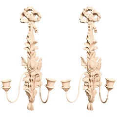 Pair of Hollywood Regency Style Two-Arm Candlestick Sconces