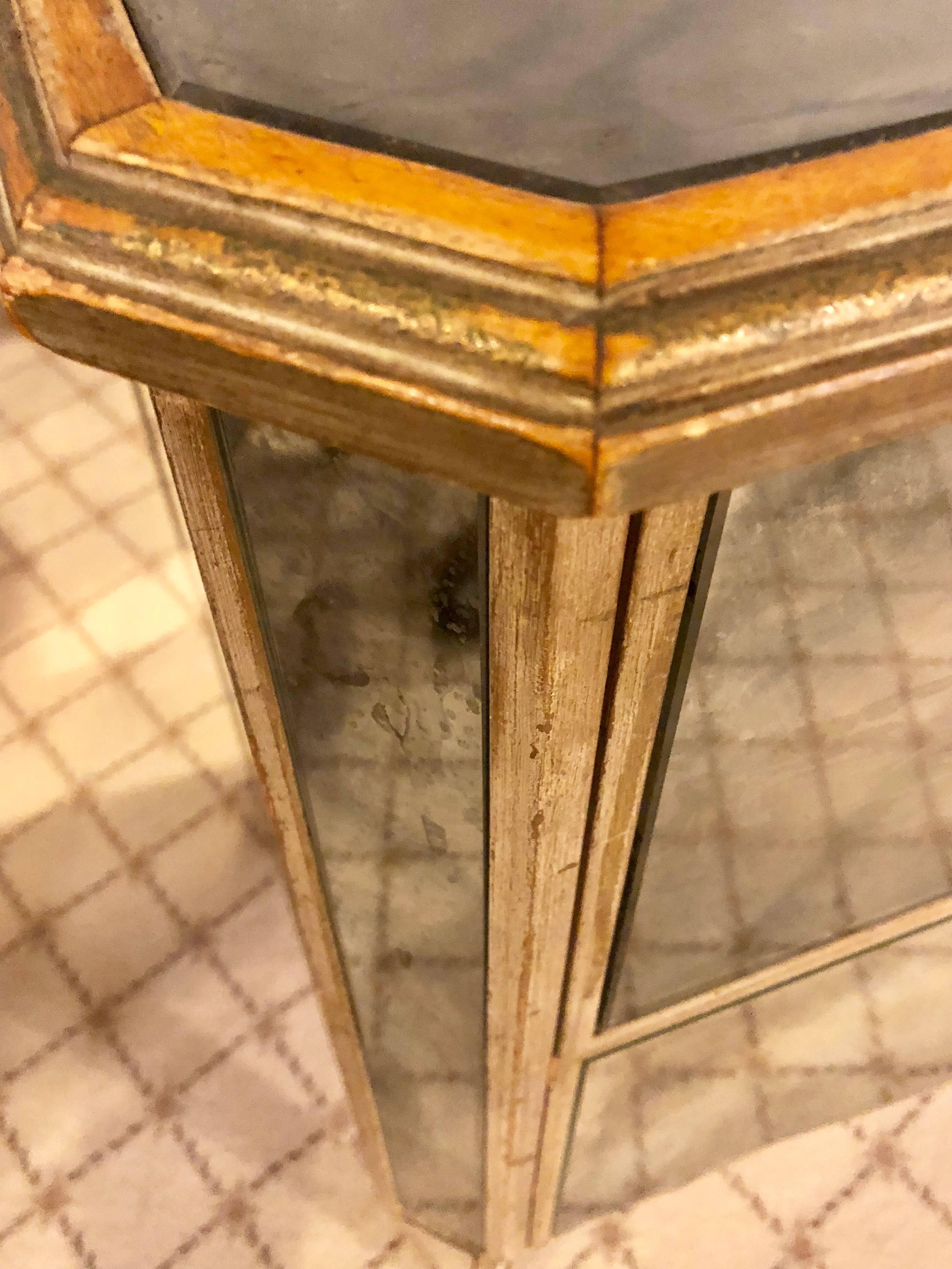 20th Century Pair of Hollywood Regency Style Vintage Mirrored End Tables or Nightstands