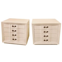 Vintage Pair of Hollywood Regency Style White Lacquered Dressers or Commode Chest