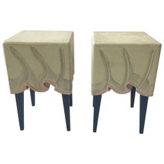 Pair of Hollywood Regency Style, Wood, Faux Draped Side Tables