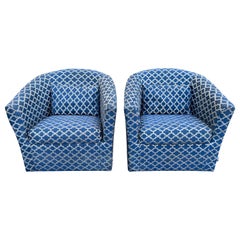 Pair of Hollywood Regency Swivel Club Chairs
