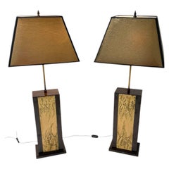 Coppia di lampade da tavolo in stile Hollywood Regency di Georges Mathias, Belgio, anni ’80