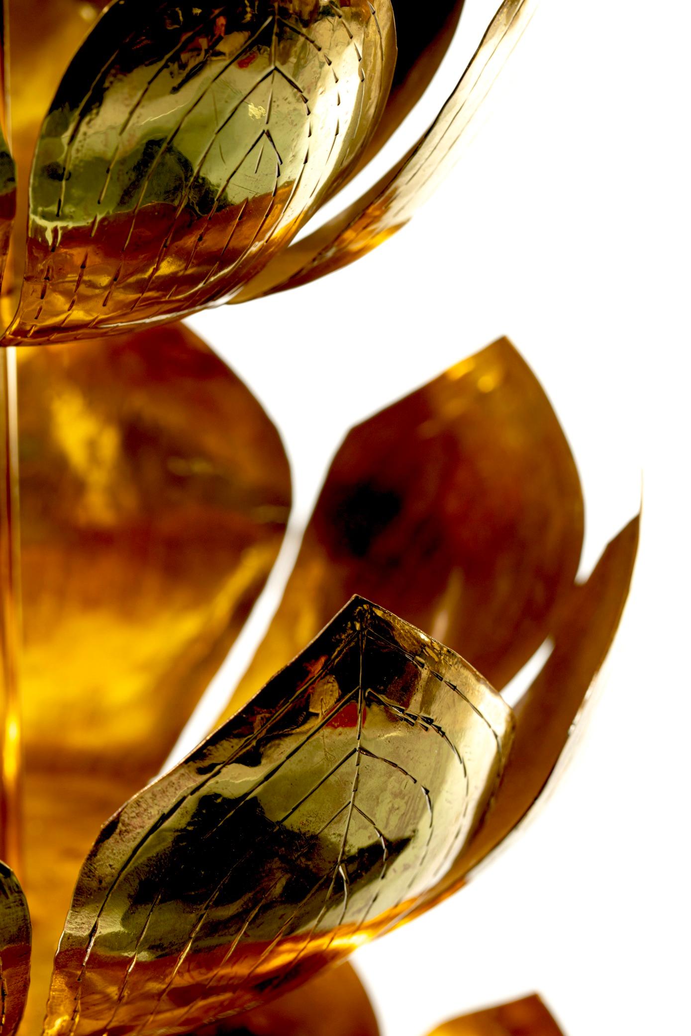 Pair of Hollywood Regency Tall Brass Lotus Lamps by Feldman Lighting circa 1960s For Sale 3