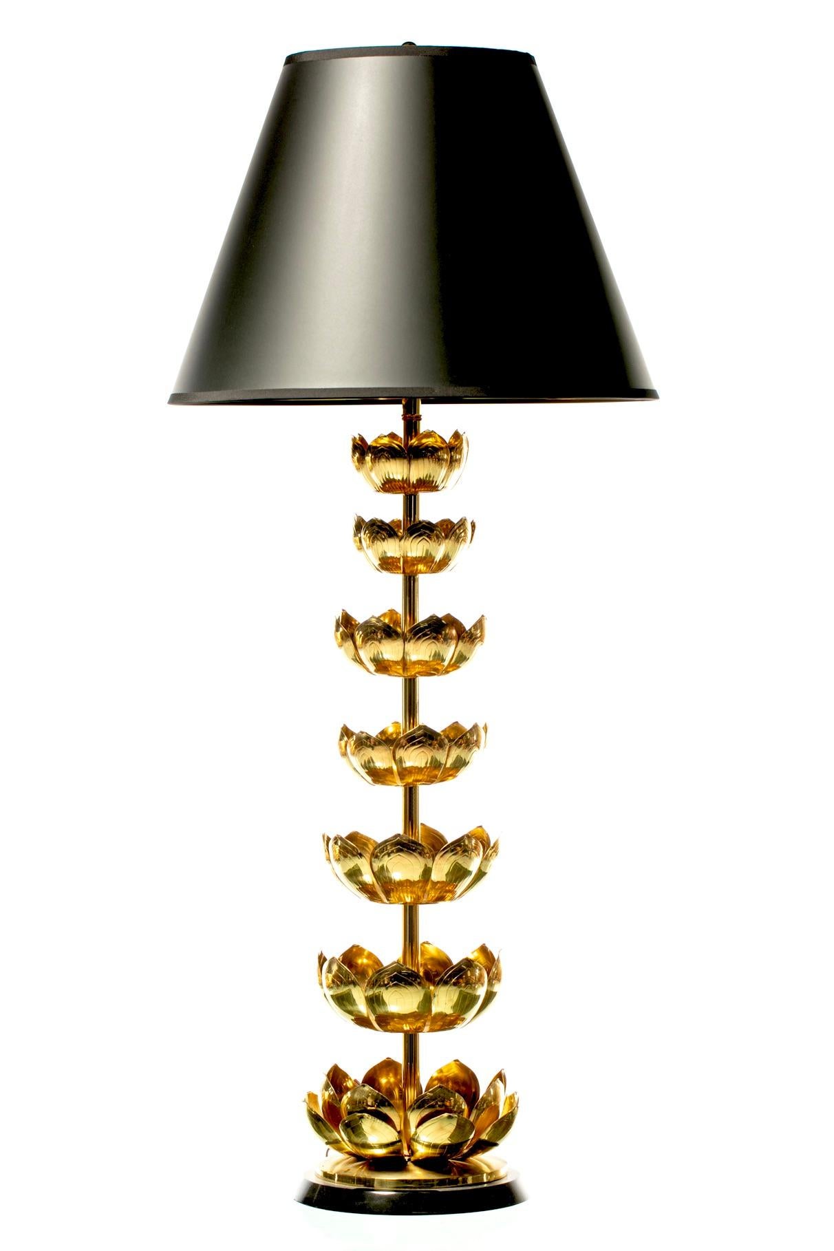 Pair of Hollywood Regency Tall Brass Lotus Lamps by Feldman Lighting circa 1960s For Sale 8